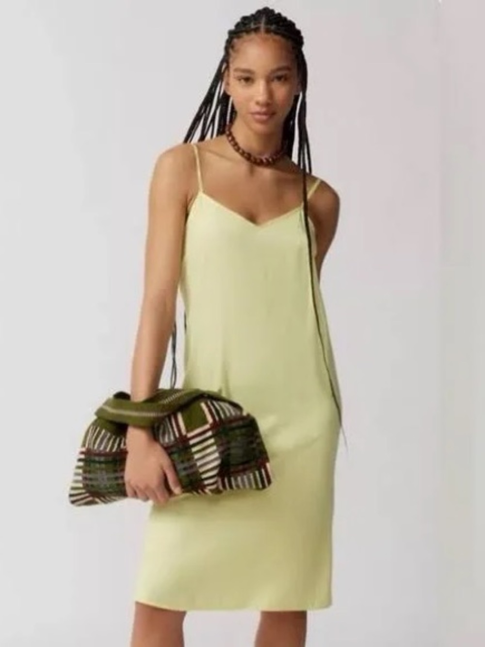 NWOT Urban Outfitters Light Yellow Midi Slip Dress